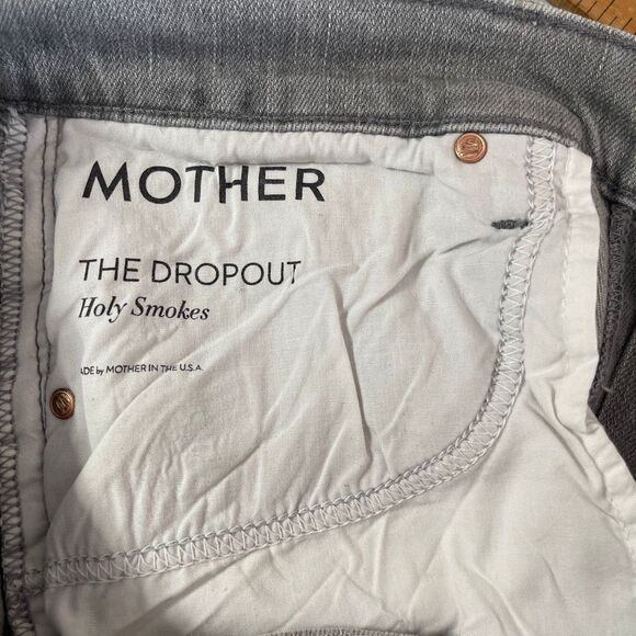 Mother The Dropout Cropped Slim Jeans in a gray "Holy Smokes" wash Sz 27 - Picture 5 of 10